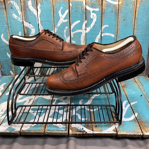VTG Sears Wing Tip Brown Pebbled Leather Oxford Power Shoes 74607 Mens 9D main image 6